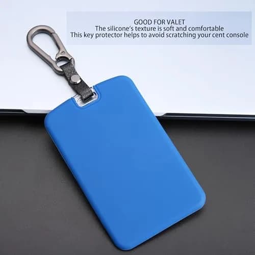 TANDRIVE Key Card Holder Case for Tesla Model 3/Y, Cybertruck, Rivian | 2-Pack Black & Blue Silicone with Keychains thumbnail 3
