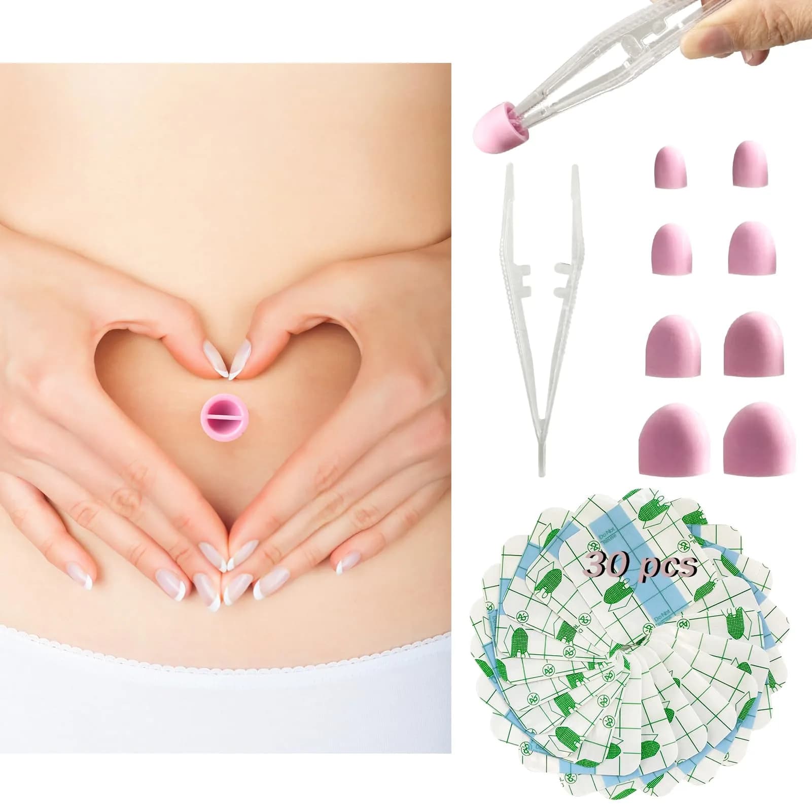 Josuyofo Belly Button Plug 8pcs Pink | Post-Surgery Support & Comfort (One Size) — Pink