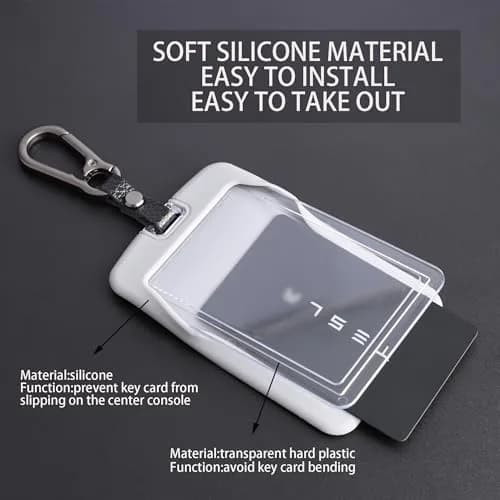 TANDRIVE Key Card Holder Case for Tesla Model Y Model 3 Cybertruck Rivian | Silicone & Plastic, 2 Pack thumbnail 4