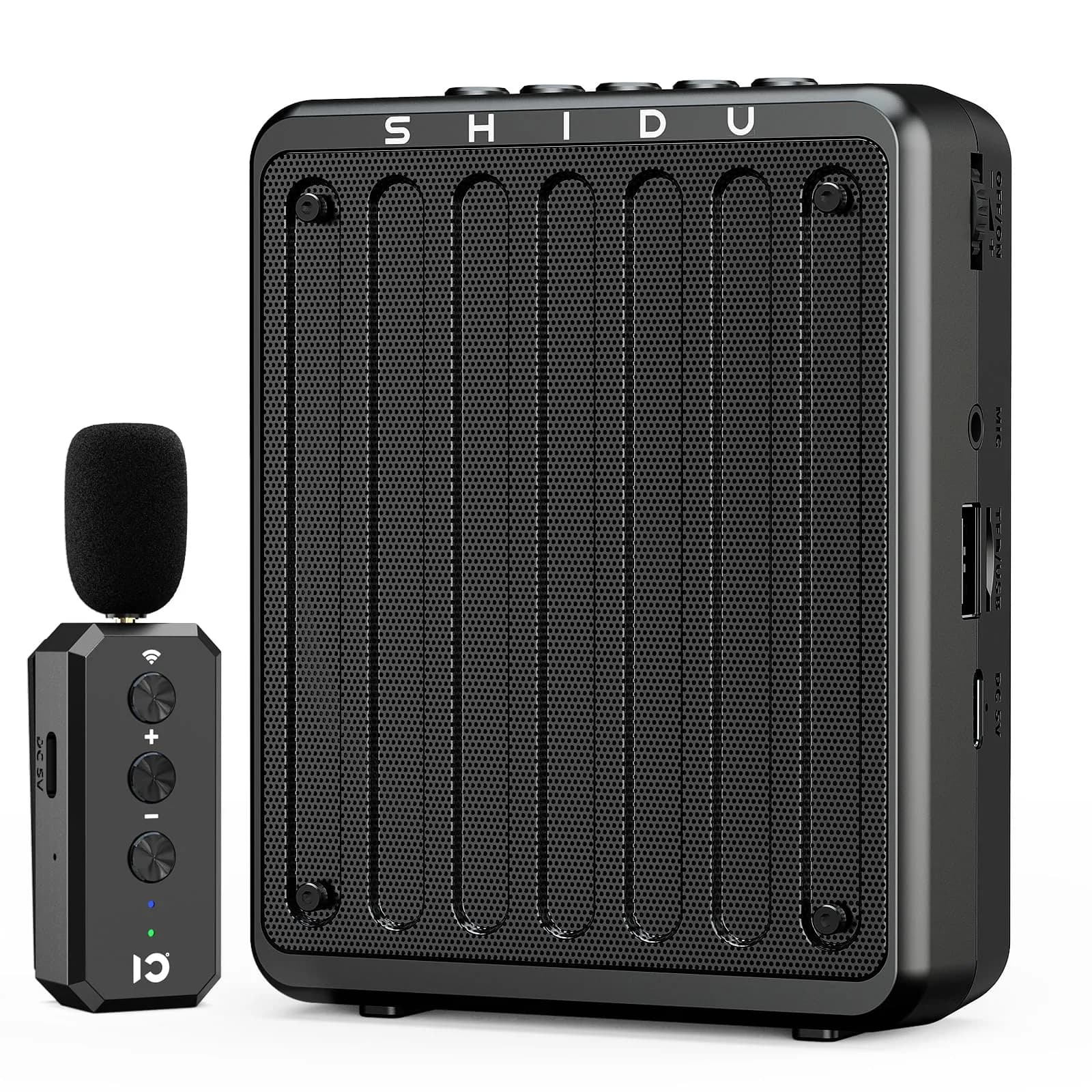 SHIDU 20W Portable Voice Amplifier with Wireless UHF Headset Microphone & Bluetooth Speaker 238g (0.56 lb) — Black