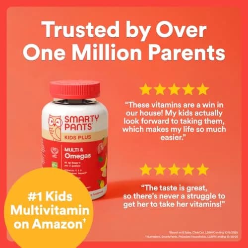 SmartyPants Kids Multivitamin Gummies with Omega 3, D3, B12, K & Zinc | 80 Count (40 Day Supply) thumbnail 5
