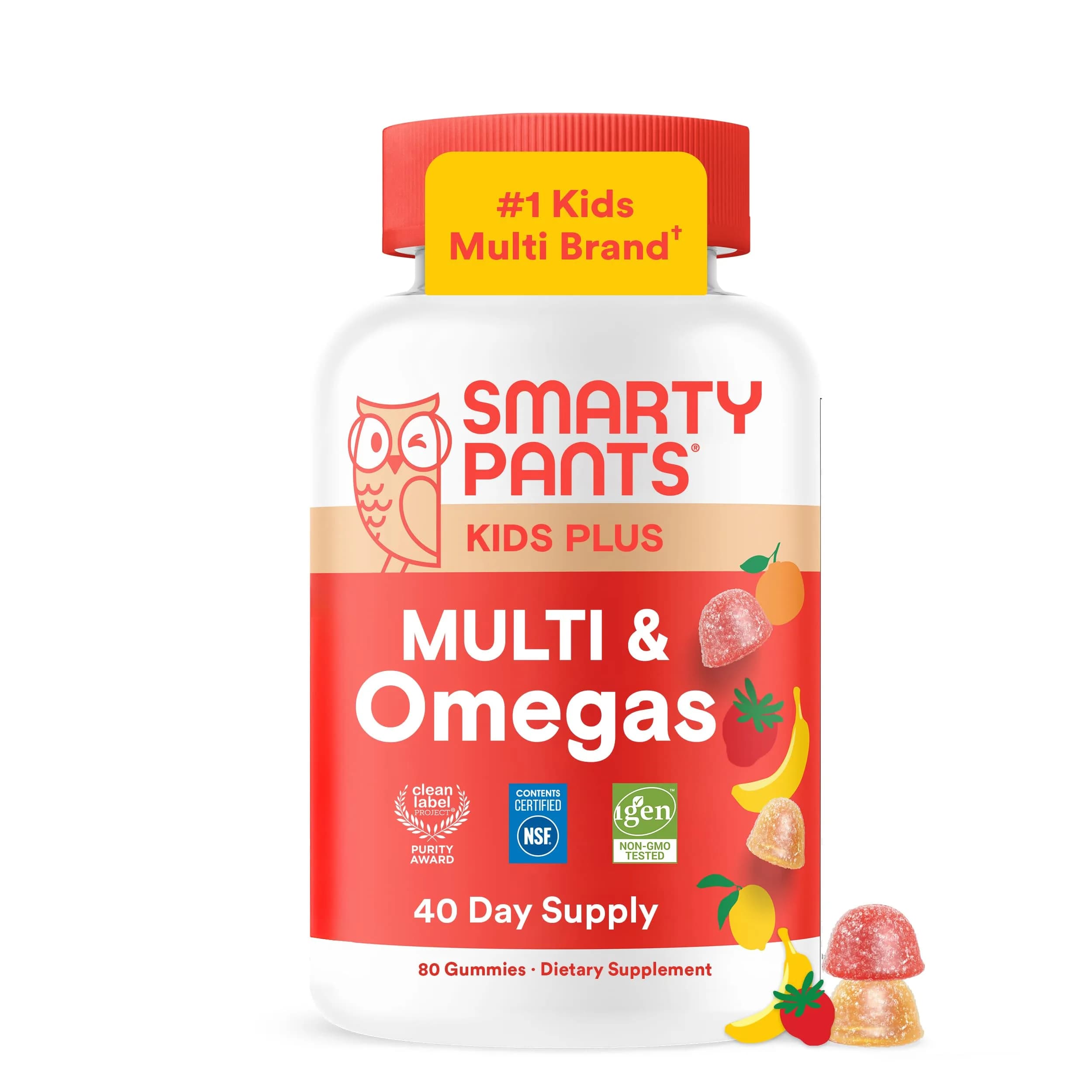SmartyPants Kids Multivitamin Gummies with Omega 3, D3, B12, K & Zinc | 80 Count (40 Day Supply)