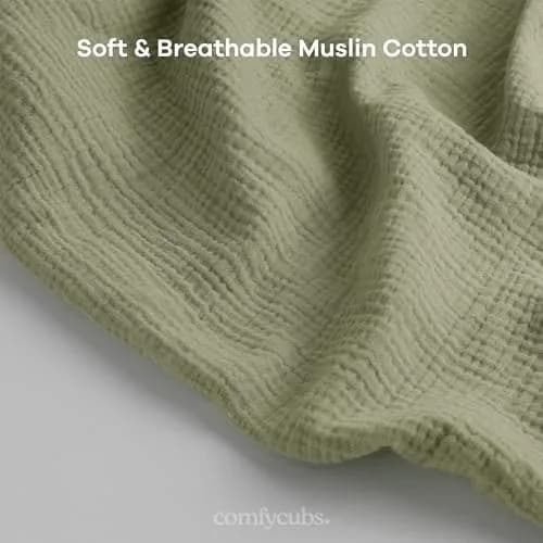 Comfy Cubs Muslin Nursing Cover Sage | Soft & Breathable Baby Nursing Scarf with Adjustable Neck Strap - Portable, Lightweight & Privacy Breast Feeding Cover thumbnail 4