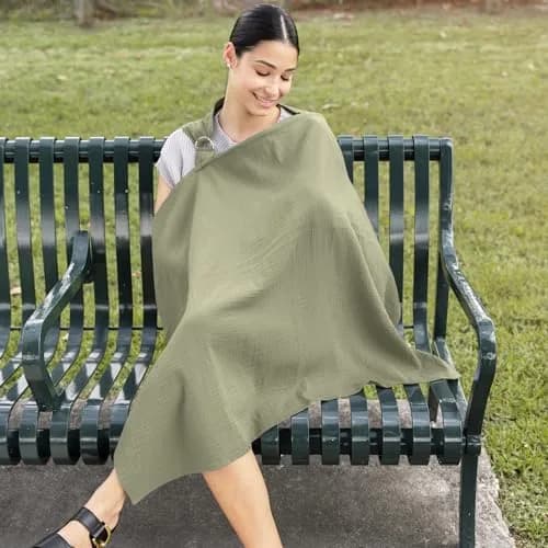 Comfy Cubs Muslin Nursing Cover Sage | Soft & Breathable Baby Nursing Scarf with Adjustable Neck Strap - Portable, Lightweight & Privacy Breast Feeding Cover thumbnail 5