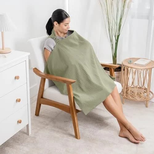 Comfy Cubs Muslin Nursing Cover Sage | Soft & Breathable Baby Nursing Scarf with Adjustable Neck Strap - Portable, Lightweight & Privacy Breast Feeding Cover thumbnail 2