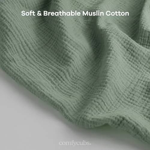 Comfy Cubs Muslin Nursing Cover Fern - 100% Muslin Breastfeeding Cover 21.5cm (8.5in) L x 16cm (6.3in) W | Breathable & Airy for Indian Climate thumbnail 4