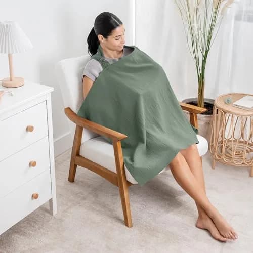 Comfy Cubs Muslin Nursing Cover Fern - 100% Muslin Breastfeeding Cover 21.5cm (8.5in) L x 16cm (6.3in) W | Breathable & Airy for Indian Climate thumbnail 2