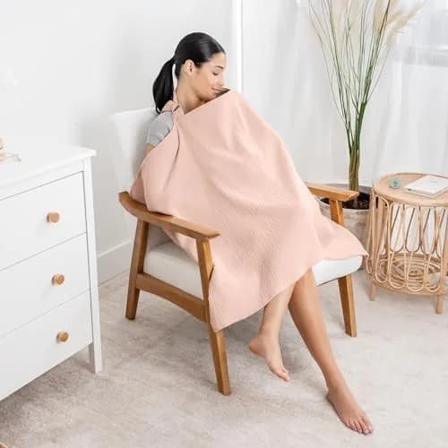 Comfy Cubs Muslin Nursing Cover Blush | Soft & Breathable Baby Nursing Scarf with Adjustable Neck Strap thumbnail 2