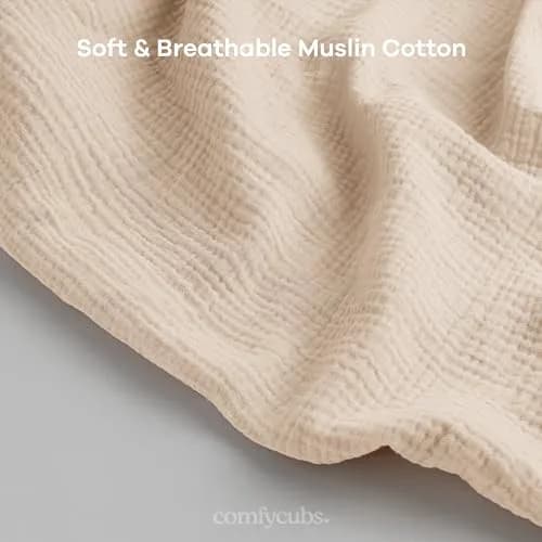 Comfy Cubs Muslin Nursing Cover Sand | Soft & Breathable Baby Nursing Scarf with Adjustable Neck Strap - Portable, Lightweight & Privacy Breast Feeding Cover thumbnail 4