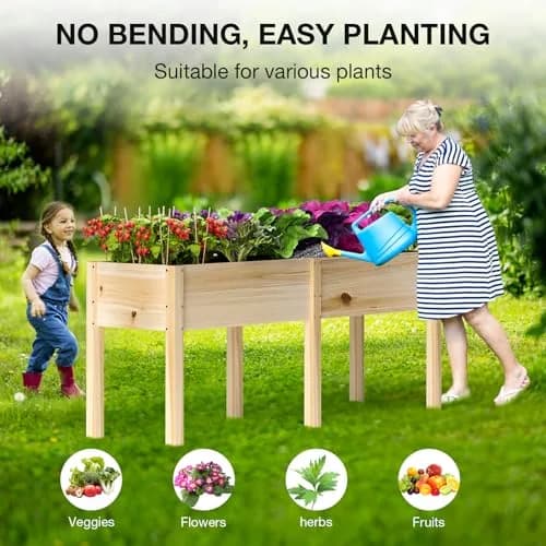 MIXC 333lbs Capacity Wooden Raised Garden Bed with Legs | Elevated Outdoor Planter for Vegetables & Herbs thumbnail 5