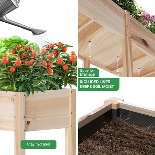 MIXC 333lbs Capacity Wooden Raised Garden Bed with Legs | Elevated Outdoor Planter for Vegetables & Herbs thumbnail 8
