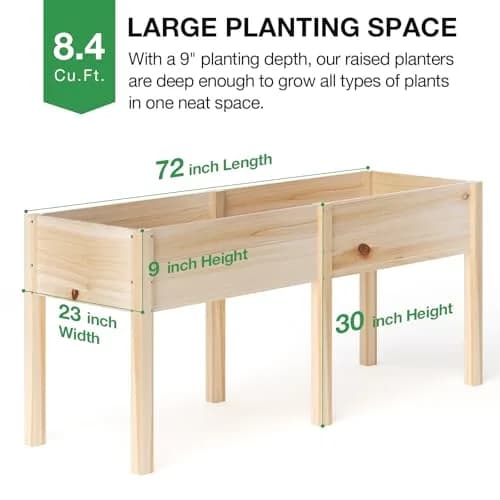 MIXC 333lbs Capacity Wooden Raised Garden Bed with Legs | Elevated Outdoor Planter for Vegetables & Herbs thumbnail 2