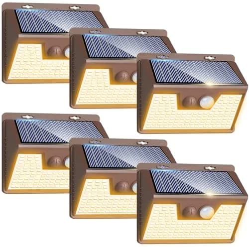 Peasur Solar Lights Outdoor Motion Sensor Waterproof 6 Pack | 140 LED Brown Solar Fence Light thumbnail 1