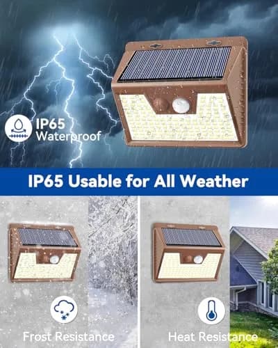Peasur Solar Lights Outdoor Motion Sensor Waterproof 6 Pack | 140 LED Brown Solar Fence Light thumbnail 6