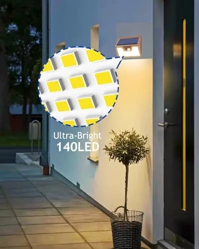Peasur Solar Lights Outdoor Motion Sensor Waterproof 6 Pack | 140 LED Brown Solar Fence Light thumbnail 2