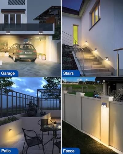 Peasur Solar Lights Outdoor Motion Sensor Waterproof 6 Pack | 140 LED Brown Solar Fence Light thumbnail 3