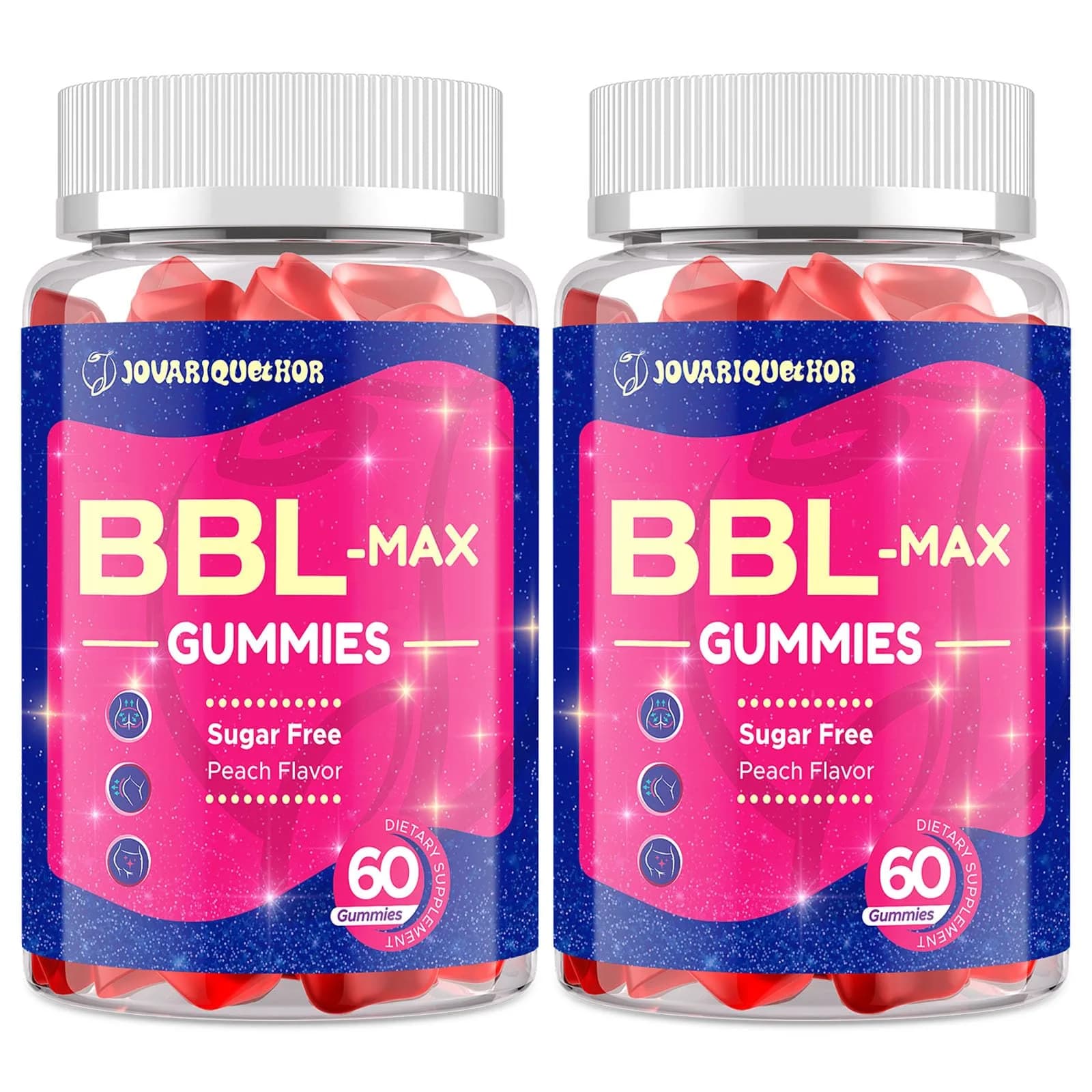 Jovariquethor Booty Gummies for Women - Peach Flavor | Multivitamins & Herbal Extracts for BBL Support