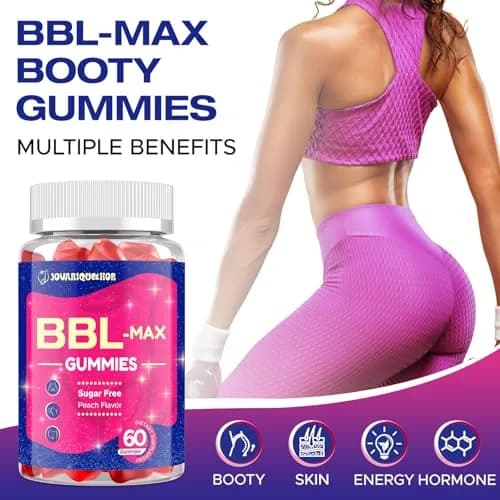 Jovariquethor Booty Gummies for Women - Peach Flavor | Multivitamins & Herbal Extracts for BBL Support thumbnail 4