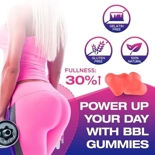 Jovariquethor Booty Gummies for Women - Peach Flavor | Multivitamins & Herbal Extracts for BBL Support thumbnail 5