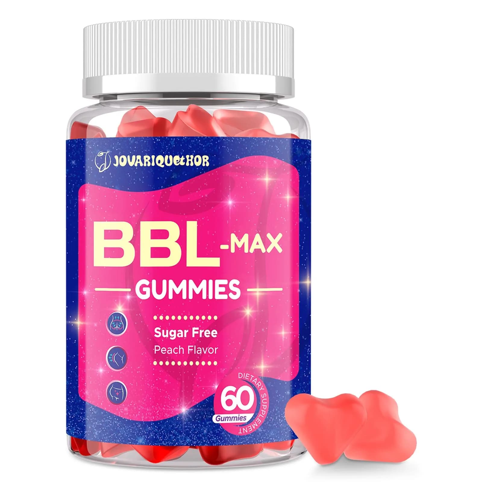 Jovariquethor Booty Gummies for Women - Peach Flavor | Multivitamins & Herbal Extracts for BBL Support — No