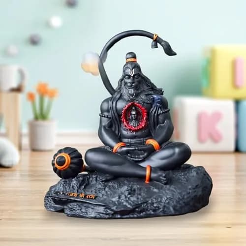 Blessing BUDDHA Hanuman Idol for Car Dashboard Ramlalla Small Statue 10 cm (4 in) | Spiritual Car Decor thumbnail 2
