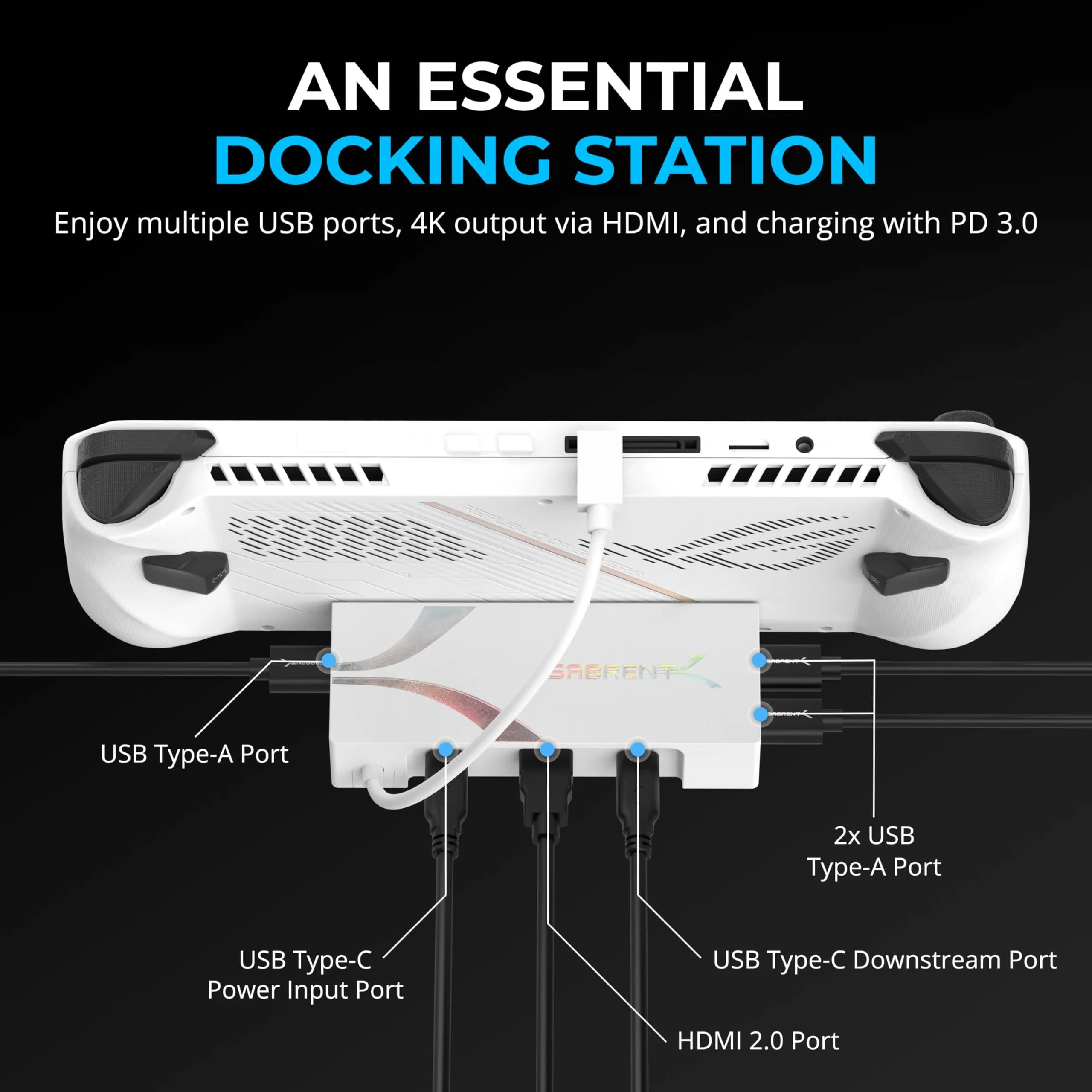 Sabrent 6-Port USB-C Docking Station DS-RA6P for ROG Ally X, Steam Deck, 4K@60Hz HDMI, 95W PD Input, 220g - view 9
