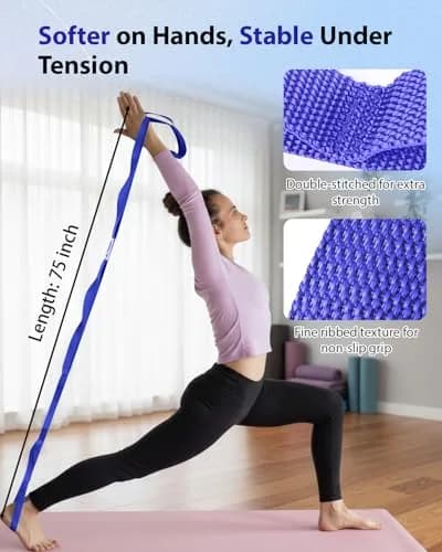 Trideer Stretching Strap with Loops & Leg Lifter 75 Inch (190.5 cm) | Non-Elastic PT-Style Physical Therapy Strap for Rehab, Hamstring, Calf & Back Stretcher Mobility thumbnail 4