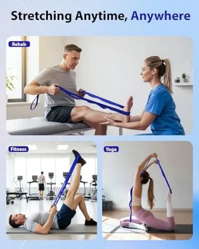 Trideer Stretching Strap with Loops & Leg Lifter 75 Inch (190.5 cm) | Non-Elastic PT-Style Physical Therapy Strap for Rehab, Hamstring, Calf & Back Stretcher Mobility thumbnail 7