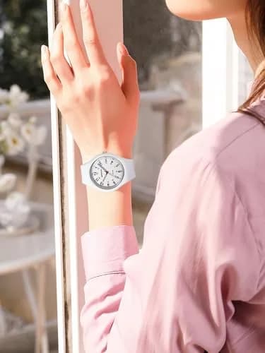 MASTOP Nurse Doctor Student Watch for Women and Men Waterproof Sports Watch with Easy-to-Read Luminous Dial 24-Hour Format Soft Silicone Strap (White Rose Gold) | Waterproof 3ATM thumbnail 4