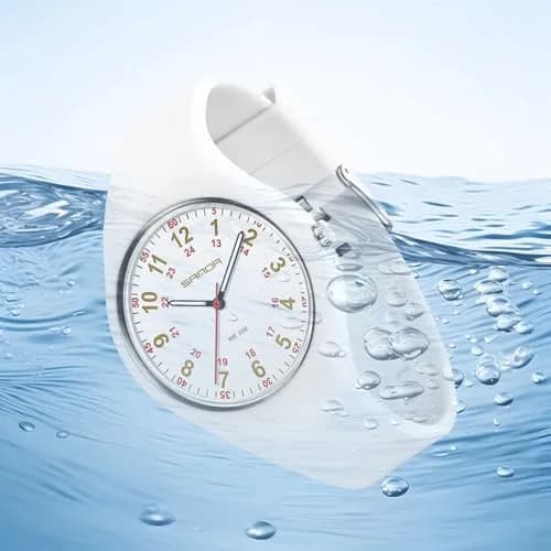 MASTOP Nurse Doctor Student Watch for Women and Men Waterproof Sports Watch with Easy-to-Read Luminous Dial 24-Hour Format Soft Silicone Strap (White Rose Gold) | Waterproof 3ATM thumbnail 6