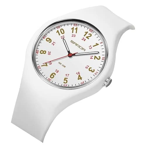 MASTOP Nurse Doctor Student Watch for Women and Men Waterproof Sports Watch with Easy-to-Read Luminous Dial 24-Hour Format Soft Silicone Strap (White Rose Gold) | Waterproof 3ATM thumbnail 2