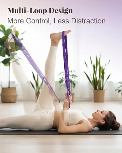 Trideer Stretching Strap with Loops & Leg Lifter, Non-Elastic PT-Style Physical Therapy Strap for Knee Rehab, Hamstring, Calf & Back Stretcher Mobility, Hip, Shoulder & Yoga (75 inch) thumbnail 3