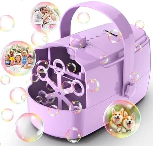 Zerhunt Automatic Bubble Machine Purple | 18000+ Bubbles/Min, Dual Power, Portable thumbnail 1