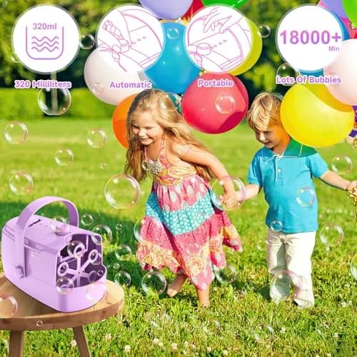 Zerhunt Automatic Bubble Machine Purple | 18000+ Bubbles/Min, Dual Power, Portable thumbnail 2