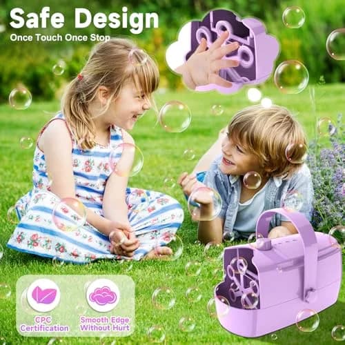Zerhunt Automatic Bubble Machine Purple | 18000+ Bubbles/Min, Dual Power, Portable thumbnail 3