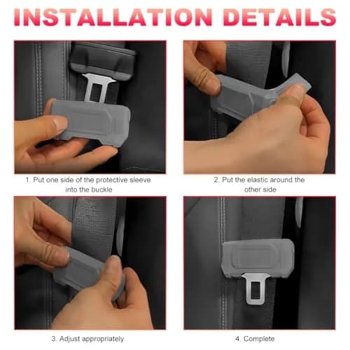DXNQ Black 2PCS Silicone Seat Belt Buckle Covers | Universal Fit for Cars, Trucks, SUVs thumbnail 5