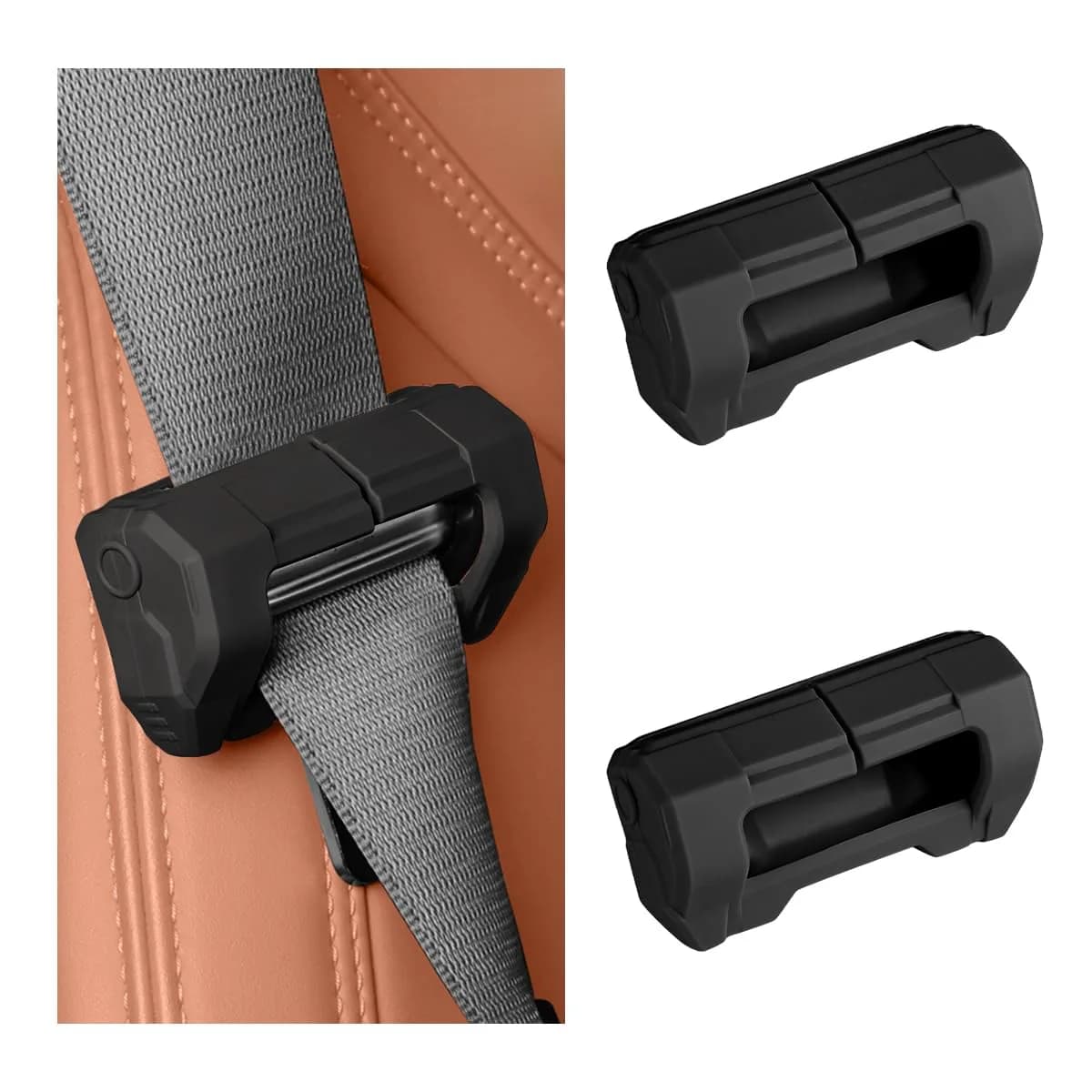DXNQ Black 2PCS Silicone Seat Belt Buckle Covers | Universal Fit for Cars, Trucks, SUVs - main product image