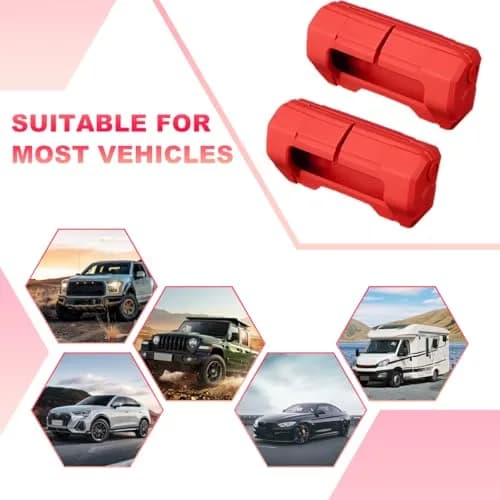 DXNQ Car Seat Belt Buckle Covers 2PCS | Anti-Scratch Silicone Protector for SUV, Van, Truck (Red) thumbnail 6