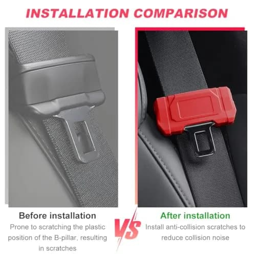 DXNQ Car Seat Belt Buckle Covers 2PCS | Anti-Scratch Silicone Protector for SUV, Van, Truck (Red) thumbnail 3