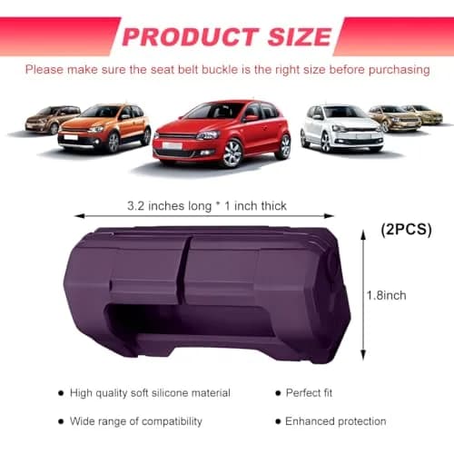 DXNQ Purple 2PCS Silicone Seat Belt Buckle Covers | Anti-Scratch Protective Sleeve for Cars, Vans, Trucks, SUVs thumbnail 2