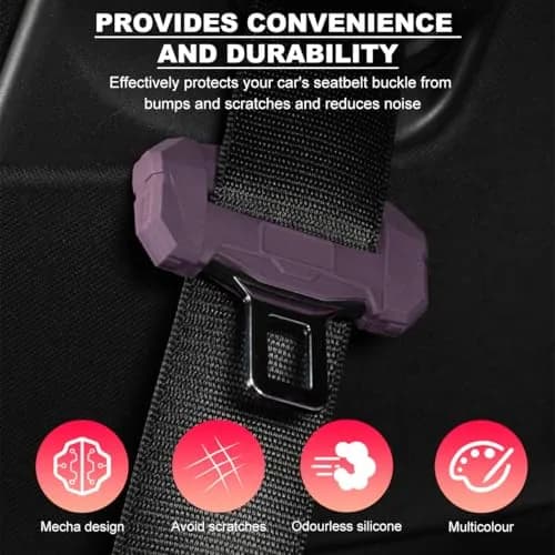 DXNQ Purple 2PCS Silicone Seat Belt Buckle Covers | Anti-Scratch Protective Sleeve for Cars, Vans, Trucks, SUVs thumbnail 4