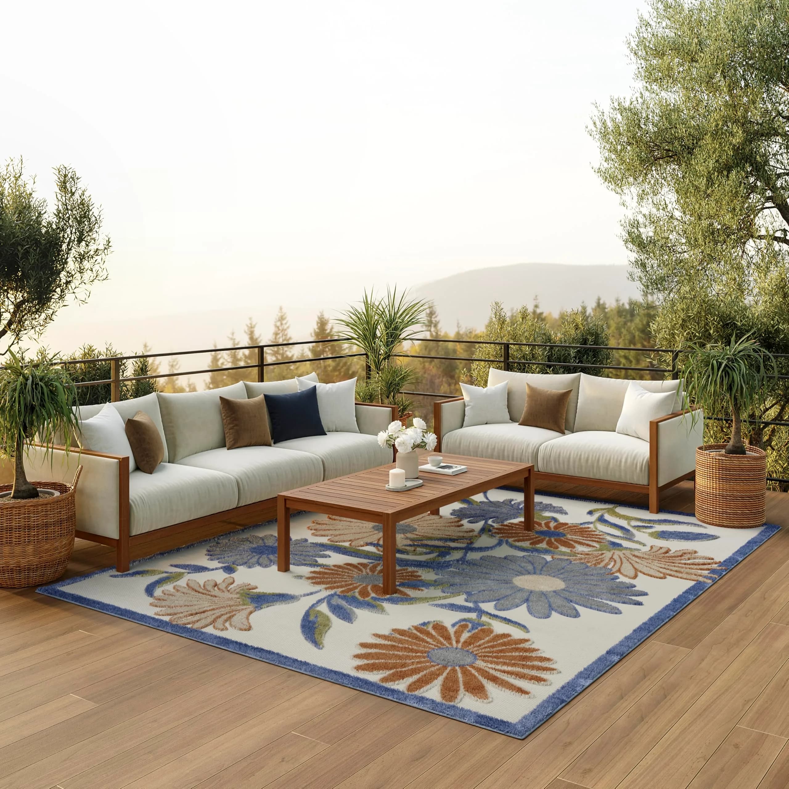 Nourison Area Rug 9' x 12' Beige Multicolor | Easy Clean, Non Shedding - main product image