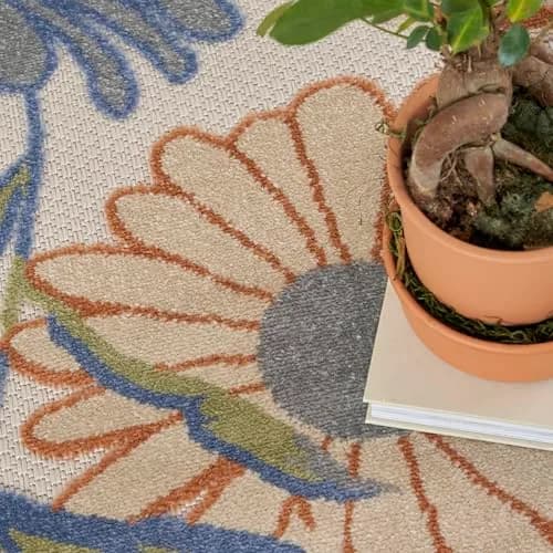 Nourison Area Rug 9' x 12' Beige Multicolor | Easy Clean, Non Shedding thumbnail 6