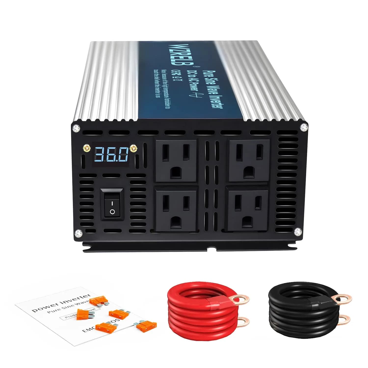 WZRELB 36V 2000W Pure Sine Wave Inverter | Off-Grid Portable Power for Home & RV