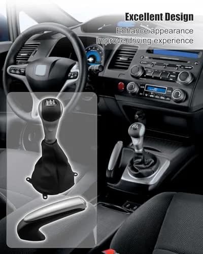 AUGREX 5 Speed Manual Gear Shift Knob Set Fit for Honda Civic 2006-2011 | Complete Interior Upgrade thumbnail 2