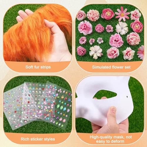 Seenelling 31 Pcs DIY Therian Mask Kit | Blank Cat Mask for Cosplay & Parties thumbnail 4