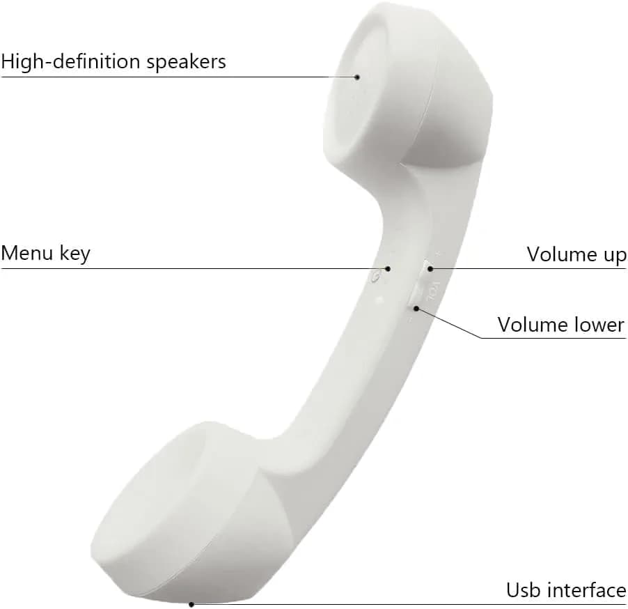 LIONSOUL Retro Bluetooth Handset with USB for Cell Phones & Computers - White - view 3