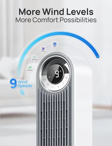 DREO Tower Fan for Bedroom, 42Inch, 9 Speeds, DC 28ft/s Velocity, Quiet & Remote Control thumbnail 5