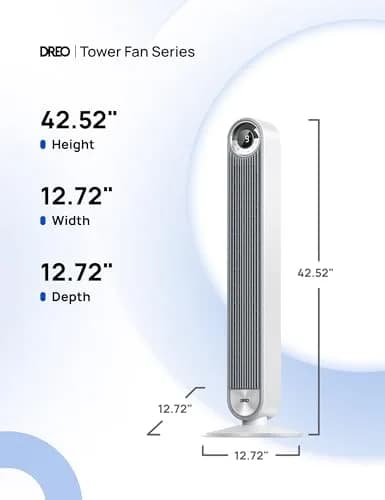 DREO Tower Fan for Bedroom, 42Inch, 9 Speeds, DC 28ft/s Velocity, Quiet & Remote Control thumbnail 7