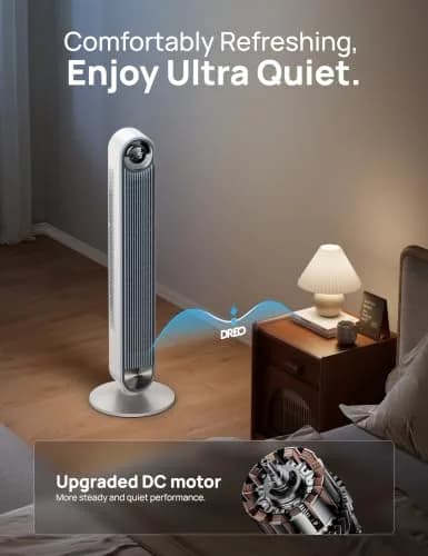 DREO Tower Fan for Bedroom, 42Inch, 9 Speeds, DC 28ft/s Velocity, Quiet & Remote Control thumbnail 3